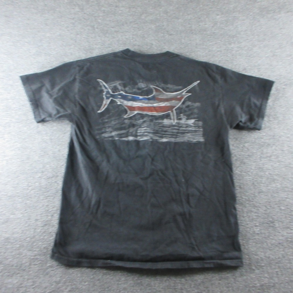 Guy Harvey Shirt Mens L Black American Flag Fish Graphic Tee Patriotic
